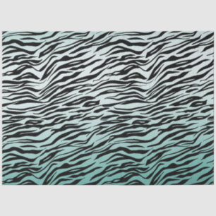 Girly Mint Ombre Black Zebra Print Tissue Paper