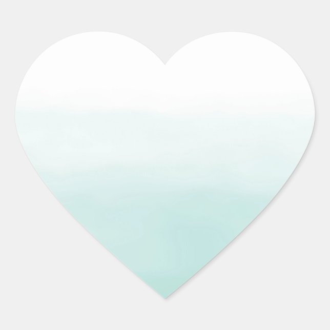 Girly Mint Ombre Watercolor Heart Sticker (Front)