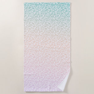 Girly Mint Peach Pink Purple White Leopard Print Beach Towel