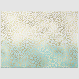 Girly Mint Watercolor Ombre Gold Leopard Print Tissue Paper