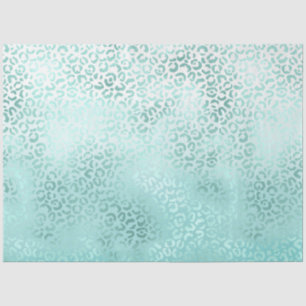 Girly Mint White Glam Ombre Leopard Print Tissue Paper