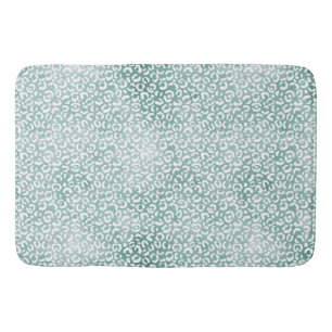 Girly Mint White Leopard Print Bath Mat