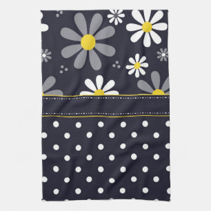 Girly Mod Daisies and Polka Dots Kitchen Towel