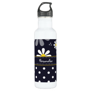 Girly Mod Daisies and Polka Dots With Name 710 Ml Water Bottle