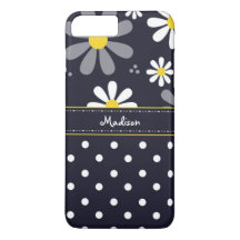 Girly Mod Daisies and Polka Dots With Name