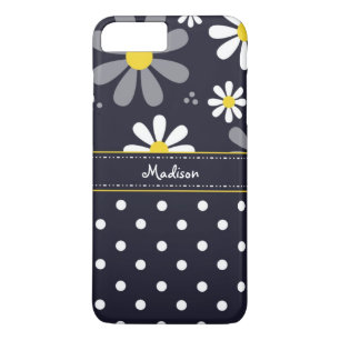 Girly Mod Daisies and Polka Dots With Name iPhone 8 Plus/7 Plus Case