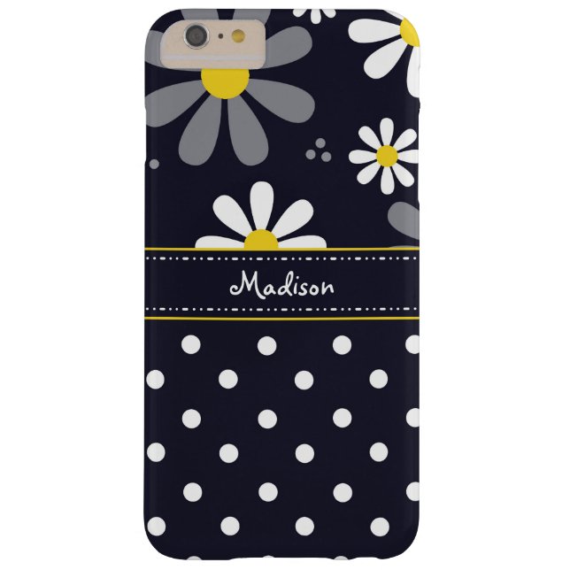 Girly Mod Daisies and Polka Dots With Name Case-Mate iPhone Case (Back)
