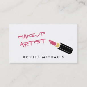 Girly Mod Pink Lipstick Makeup Artist Business Card