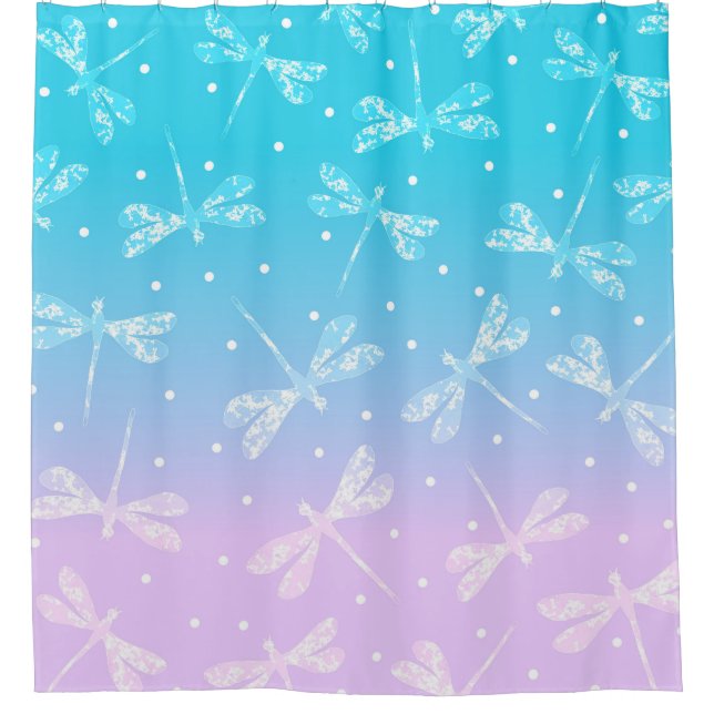 Girly modern blush pink aqua ombre dragonflies (Front)