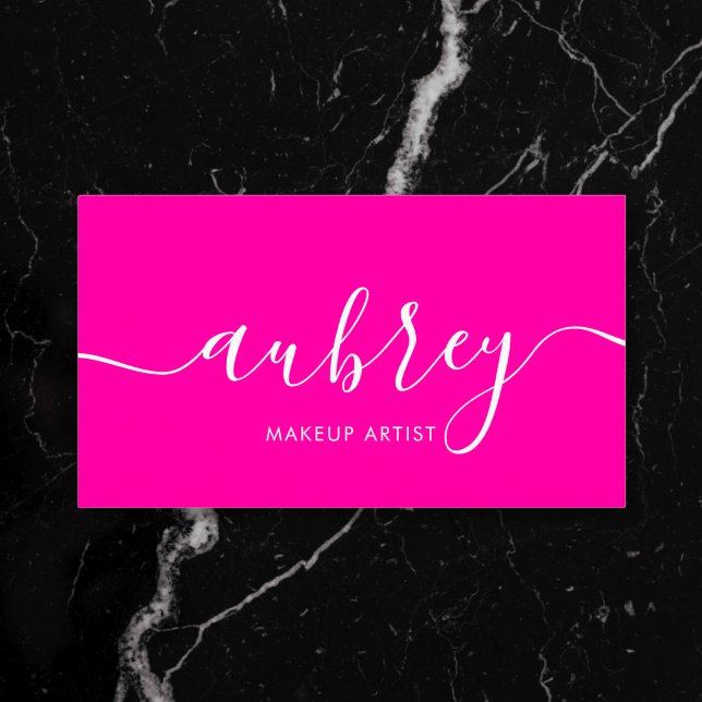 Girly Modern Calligraphy Pink Business Card (Creator Uploaded)