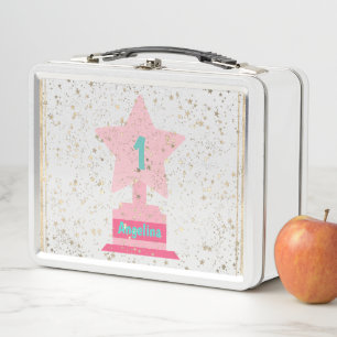 Girly Modern Chic Trophy & Stars Back to School Metal Lunch Box