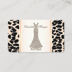 Girly Modern Elegant,Leopard Print, Glitter Dress Business Card