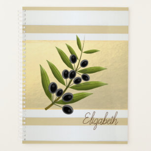 Girly Modern Gold Stripes, Olive Branch Planner