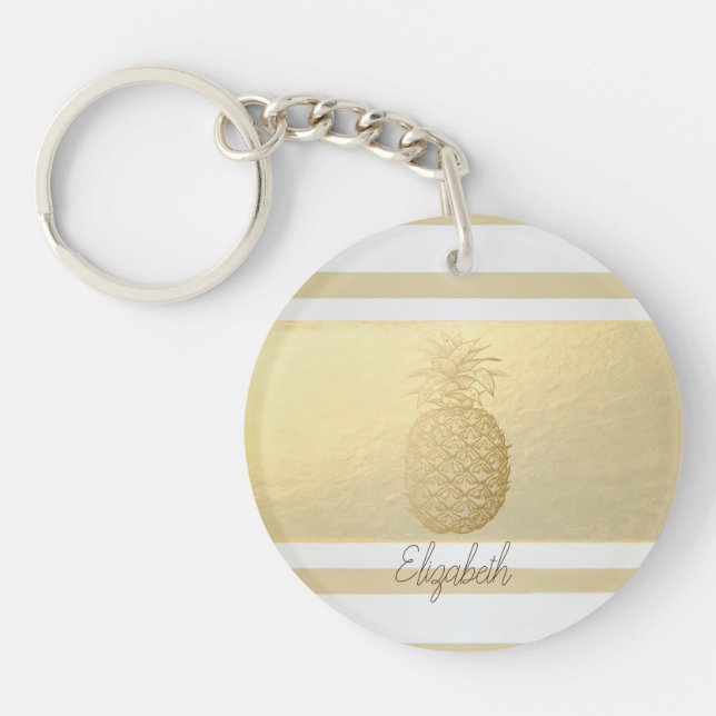 Girly Modern Gold Stripes, Or Ananas (Devant)