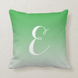 Girly Modern Green Ombre Custom Monogram Throw Pillow