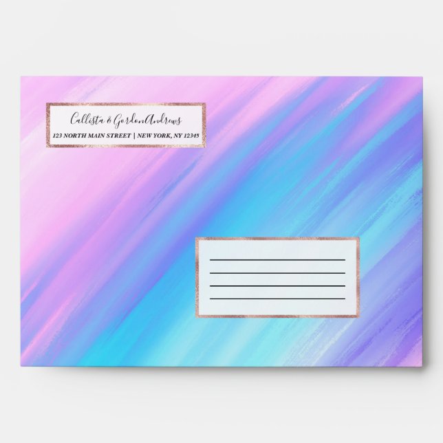 Girly Modern Pink Blue Purple Paint Smudges Envelope (Front)