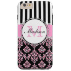 Girly Modern Pink Glitter Damask Personalized