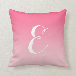 Girly Modern Pink Ombre Custom Monogram Throw Pillow