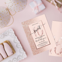 Girly Modern Pink Rose Gold Glitter Ombre Sweet 16