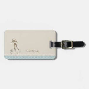 Girly Modern ,Polka Dots,Faux Gold Glittery Cat Luggage Tag