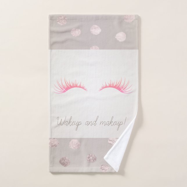 Girly Modern Polka Dots,Faux Lashes Bath Towel Set (Hand Towel)