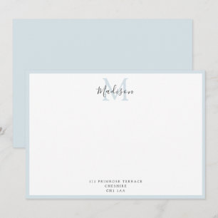 Girly Modern Powder Blue Handlettered Monogram No Card