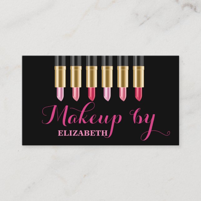Girly Modern Professional, Black ,Lipstick Business Card (Front)