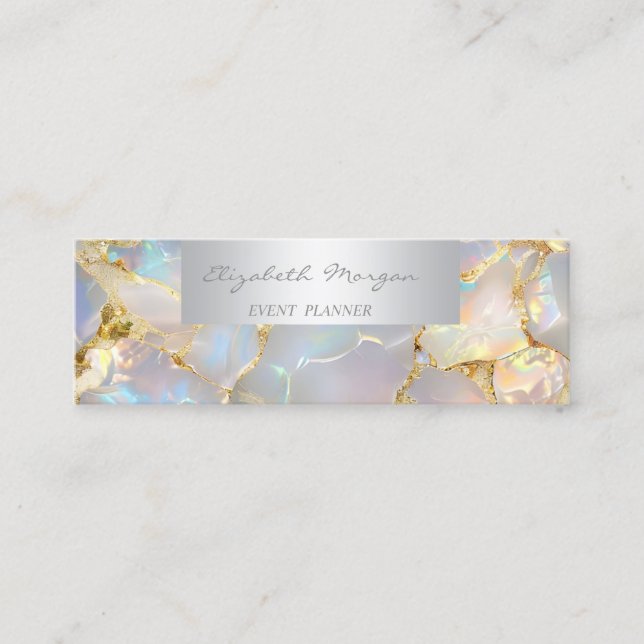 Girly Modern Professional Charming Opal Stone Mini Business Card (Front)