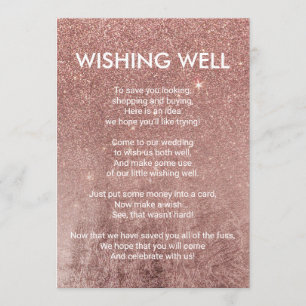 Girly Modern Rose Gold Glitter Foil Wishing Well Invitation