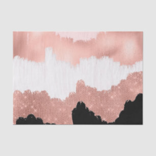 Girly Modern Rose Gold Pink Glitter Brushstroke Tissue Paper