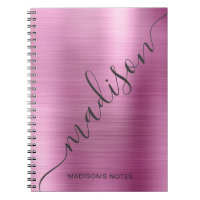 Girly Modern Soft Pink Metal Monogram Signature