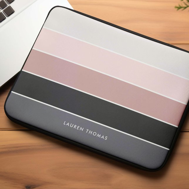 Girly Modern Stripes Personalized  Laptop Sleeve (Creator Uploaded)