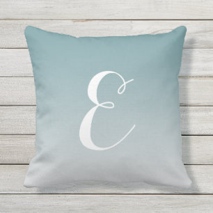 Girly Modern Teal Ombre Custom Monogram Throw Pillow