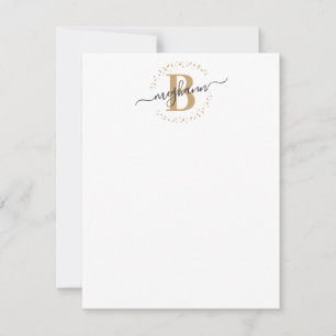 Girly Modern White Gold Name Script Monogrammed Card