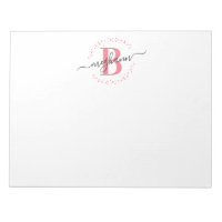 Girly Modern White Pink Name Script Monogrammed