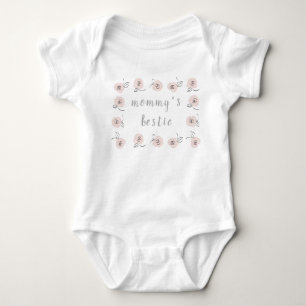 Girly Mommy's Bestie Flower Border Light Pink Baby Bodysuit