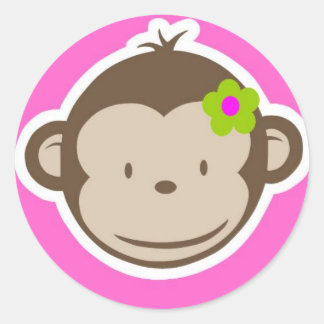 Girly Monkey Classic Round Sticker