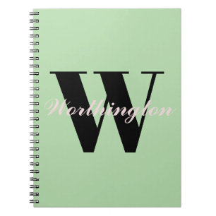 Girly Monogram and Name pastel green Notebook