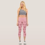 Girly Monogram and Name pink blush red Capri Leggings<br><div class="desc">Girly Monogram and Name pink blush red calligraphy Customizable Monogram and Name written over the monogram in shades of pink and blush. The monogram is a big letter in dark pink red and the name is written in handwriting letters with very pale pink colour. The colours of the letters from...</div>