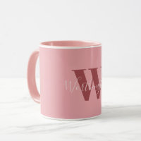 Girly Monogram and Name pink blush red