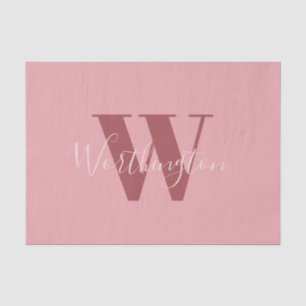Girly Monogram and Name pink blush red Tissue Paper