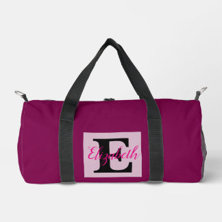 Girly Monogram and Name pink purple Luggage Duffle Bag