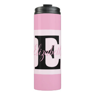 Girly Monogram and Name pink purple Luggage Thermal Tumbler