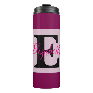 Girly Monogram and Name pink purple Luggage Thermal Tumbler