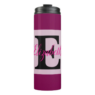 Girly Monogram and Name pink purple Luggage Thermal Tumbler