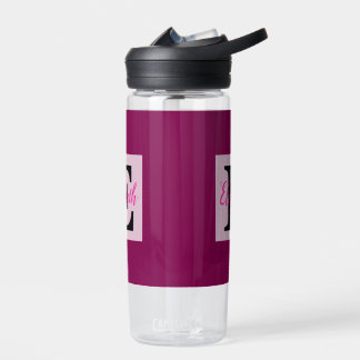Girly Monogram and Name pink purple Luggage Water Bottle