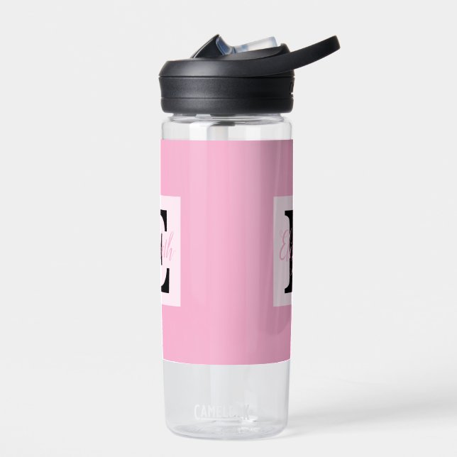Girly Monogram and Name pink purple Luggage Water Bottle (Left)