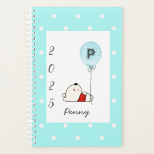 Girly Monogram Bear Blue 2025 Planner