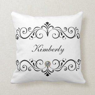 Girly Monogram Bling Throw Pillow