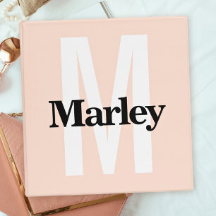 Girly Monogram Blush Pink Cute Bold Stylish Trendy Binder